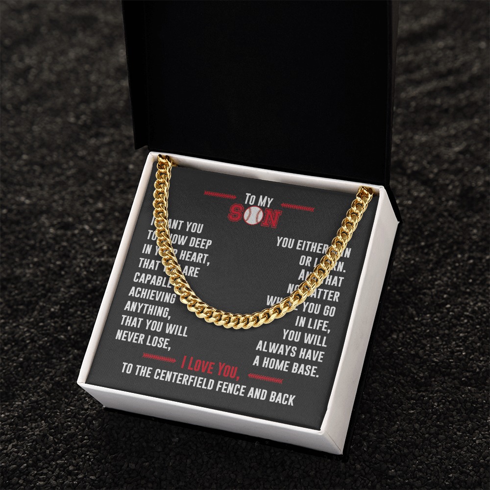 Cuban Link Necklace - To My Baseball Son, No Matter Where You Go - Athlete's Gift Shop