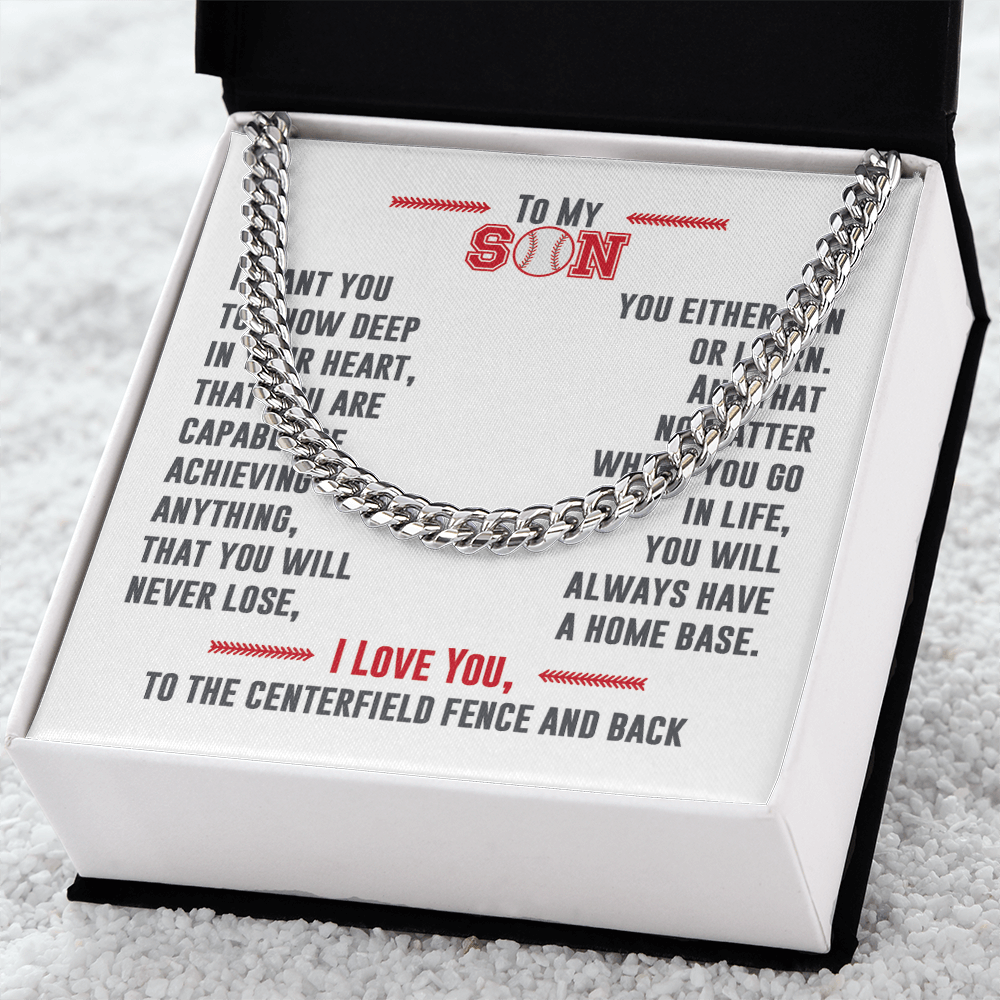 Cuban Link Necklace - To My Baseball Son, No Matter Where You Go - Athlete's Gift Shop