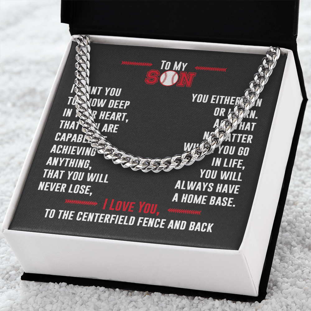 Cuban Link Necklace - To My Baseball Son, No Matter Where You Go - Athlete's Gift Shop