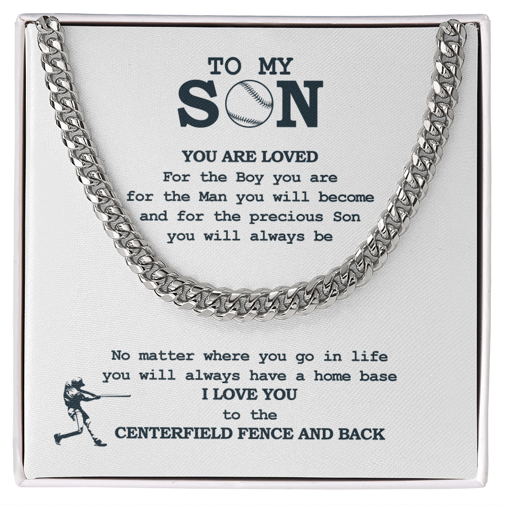 Cuban Link Necklace - To My Baseball Son, You Are Loved For Who You Are - Athlete's Gift Shop