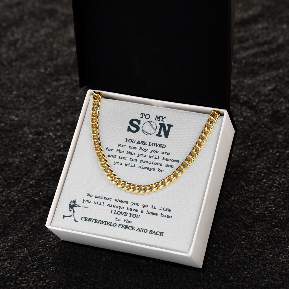 Cuban Link Necklace - To My Baseball Son, You Are Loved For Who You Are - Athlete's Gift Shop