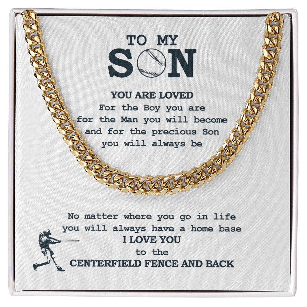 Cuban Link Necklace - To My Baseball Son, You Are Loved For Who You Are - Athlete's Gift Shop