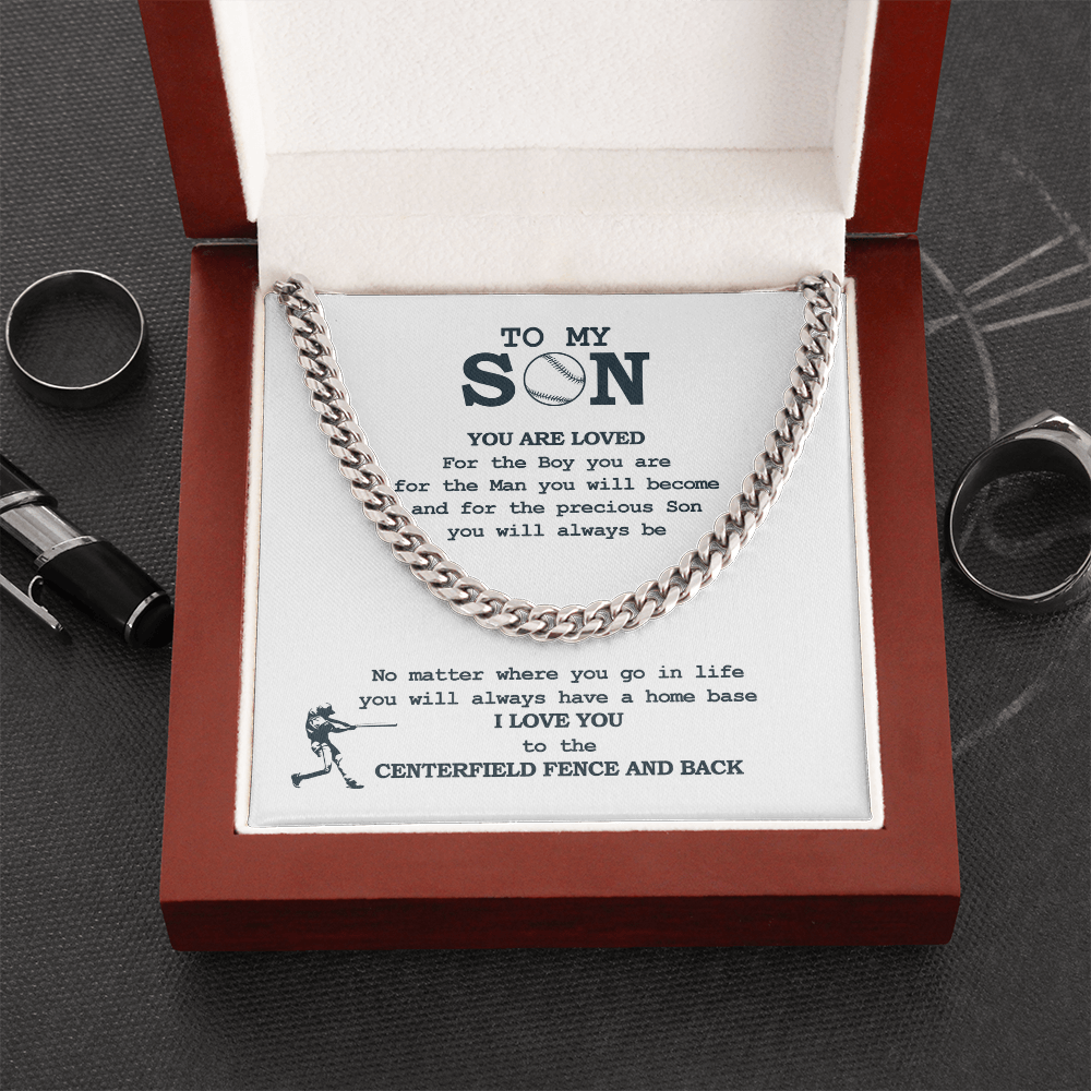 Cuban Link Necklace - To My Baseball Son, You Are Loved For Who You Are - Athlete's Gift Shop