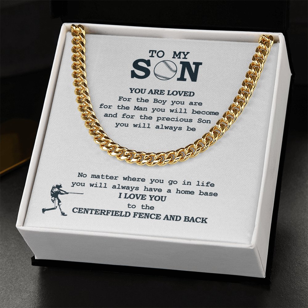 Cuban Link Necklace - To My Baseball Son, You Are Loved For Who You Are - Athlete's Gift Shop