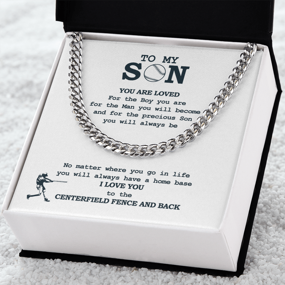 Cuban Link Necklace - To My Baseball Son, You Are Loved For Who You Are - Athlete's Gift Shop