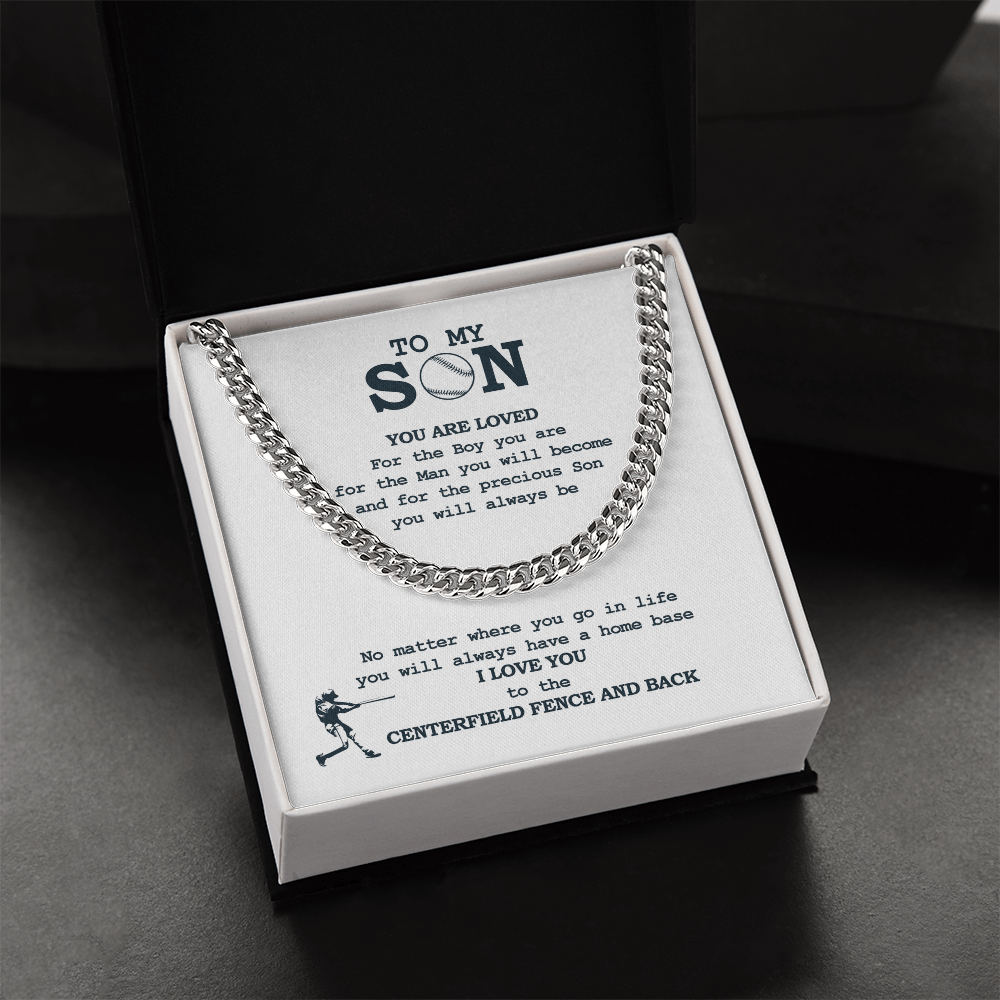 Cuban Link Necklace - To My Baseball Son, You Are Loved For Who You Are - Athlete's Gift Shop