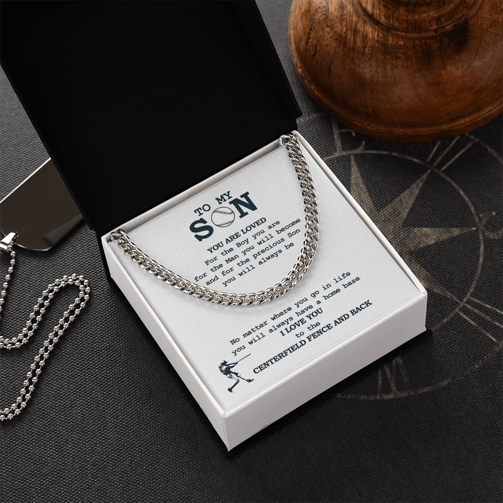 Cuban Link Necklace - To My Baseball Son, You Are Loved For Who You Are - Athlete's Gift Shop