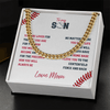 Cuban Link Necklace - To My Baseball Son, You are Loved, Love Mom - Athlete's Gift Shop