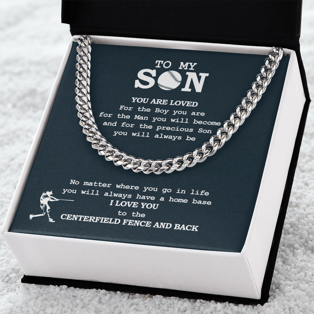 Cuban Link Necklace - To My Baseball Son, You Are Loved, To the Centerfield - Athlete's Gift Shop