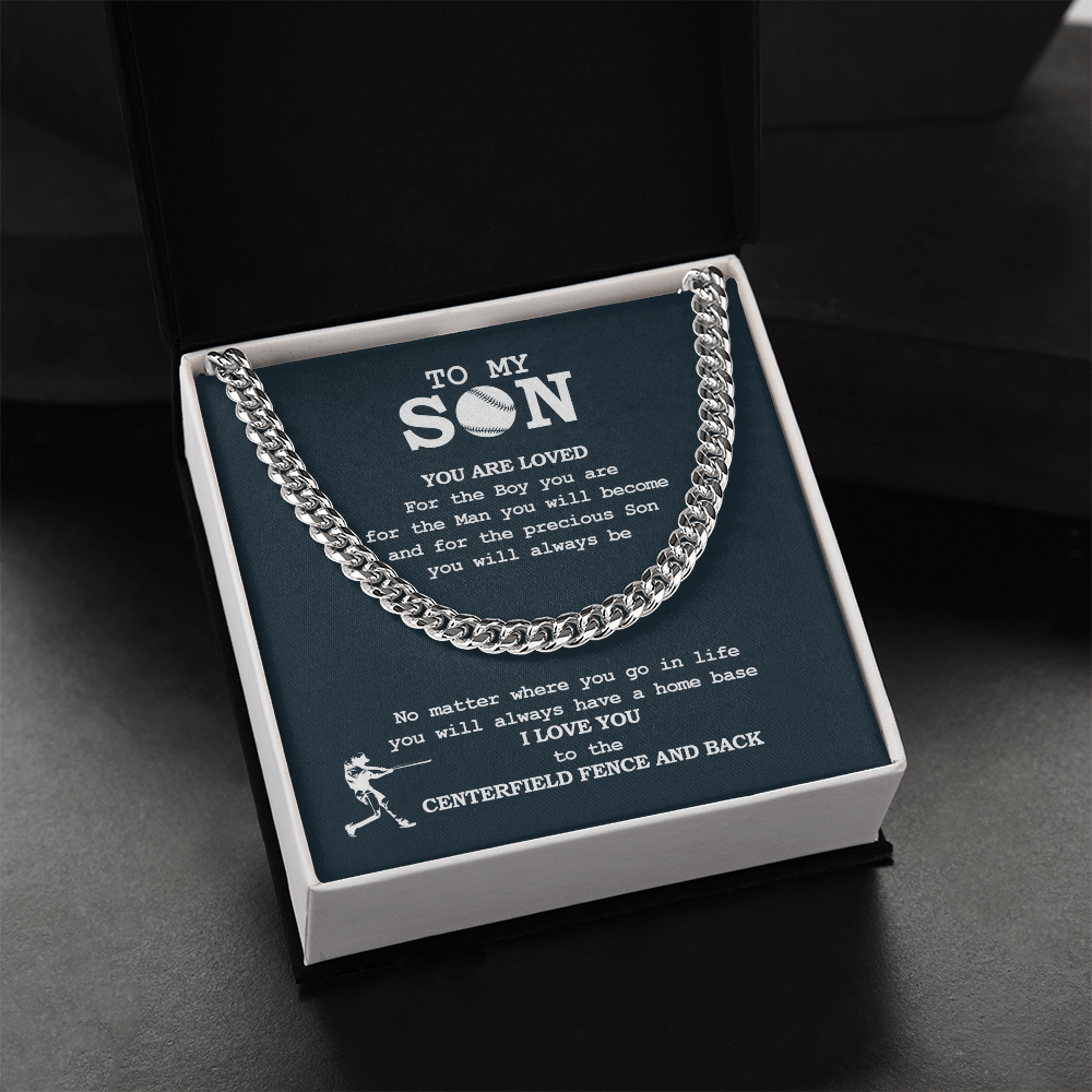 Cuban Link Necklace - To My Baseball Son, You Are Loved, To the Centerfield - Athlete's Gift Shop