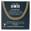 Cuban Link Necklace - To My Baseball Son, You Are Loved, To the Centerfield - Athlete's Gift Shop