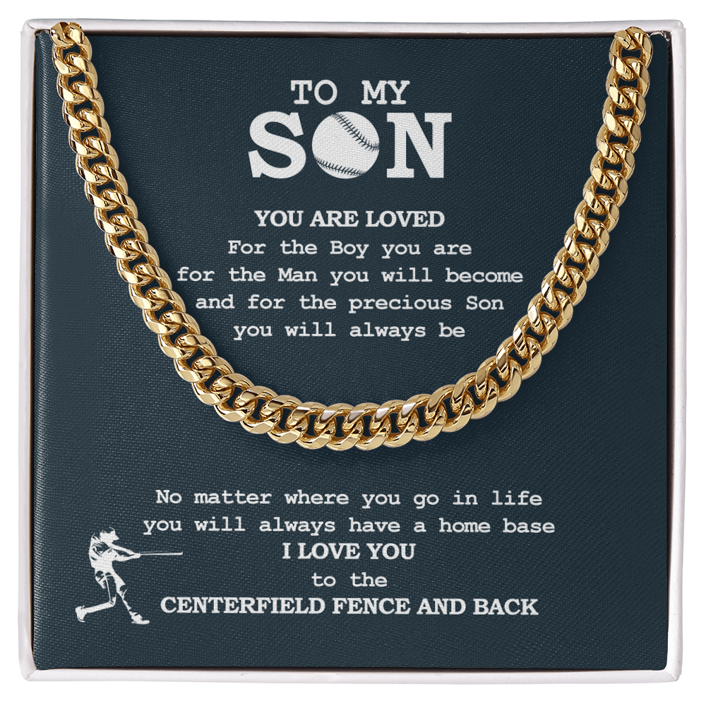 Cuban Link Necklace - To My Baseball Son, You Are Loved, To the Centerfield - Athlete's Gift Shop