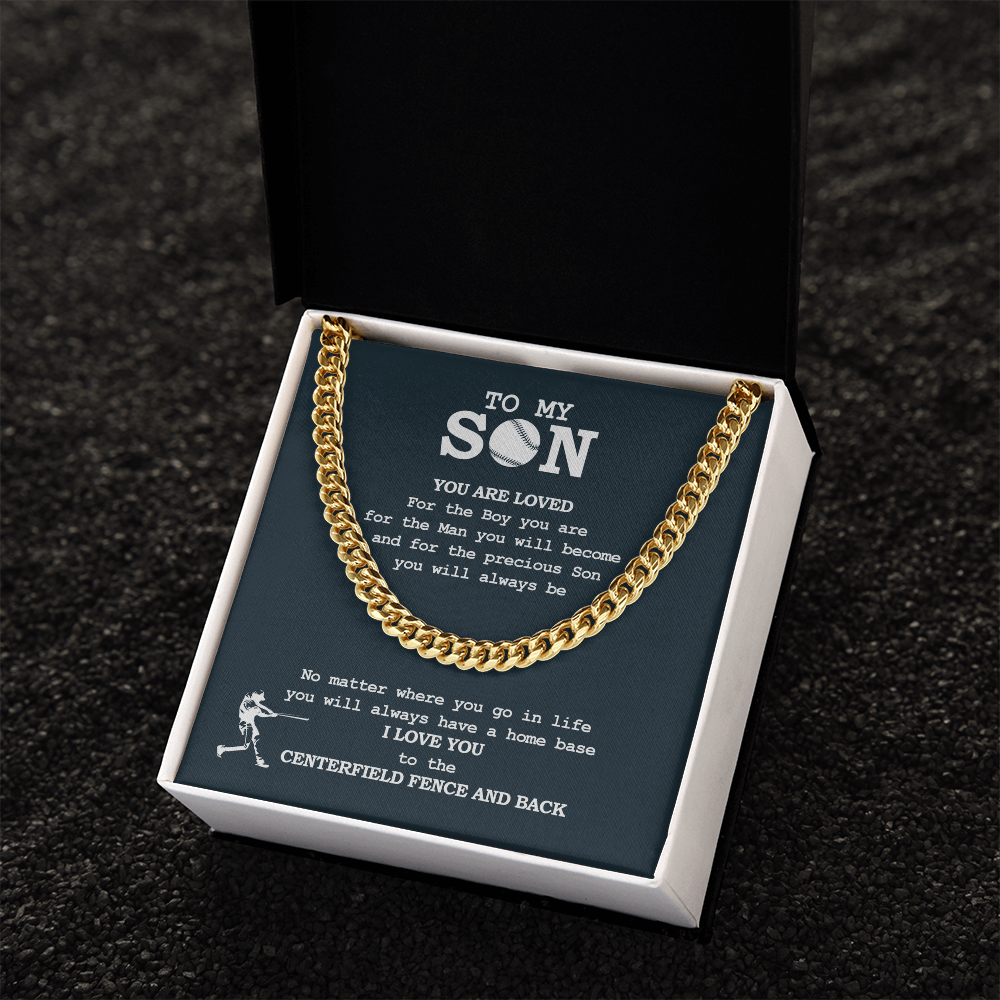 Cuban Link Necklace - To My Baseball Son, You Are Loved, To the Centerfield - Athlete's Gift Shop