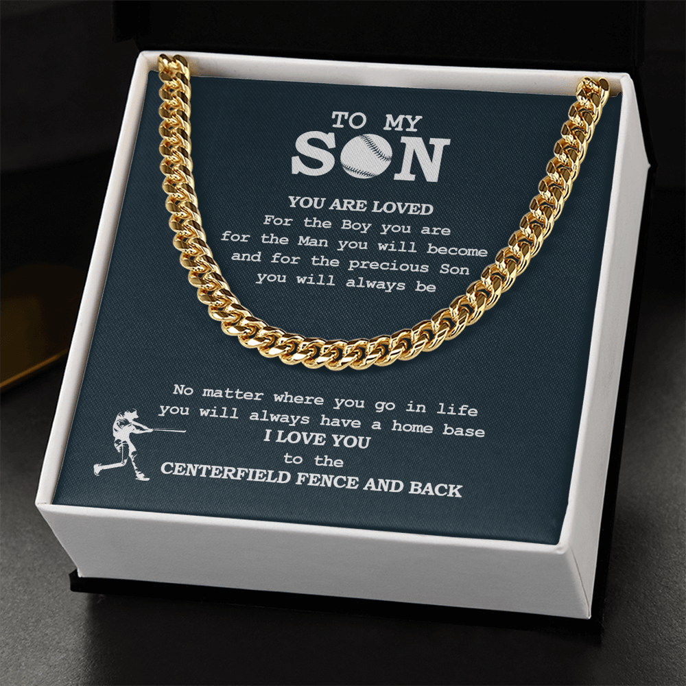 Cuban Link Necklace - To My Baseball Son, You Are Loved, To the Centerfield - Athlete's Gift Shop
