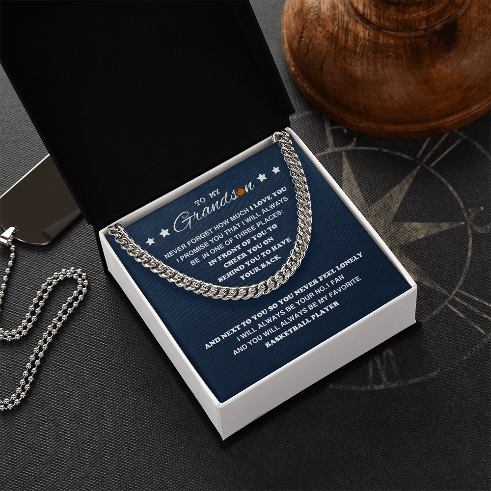 Cuban Link Necklace - To My Basketball Grandson, Always With You - Athlete's Gift Shop