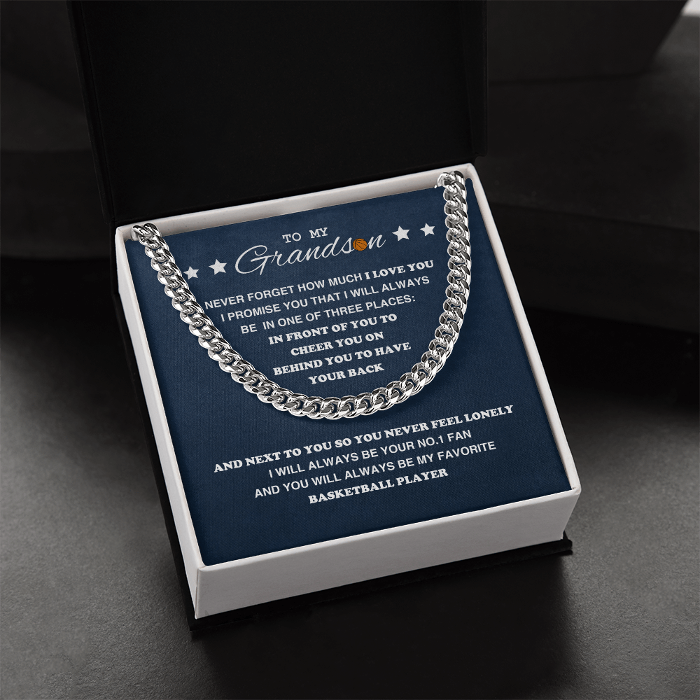 Cuban Link Necklace - To My Basketball Grandson, Always With You - Athlete's Gift Shop