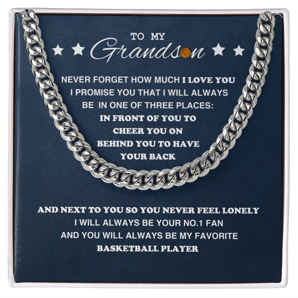 Cuban Link Necklace - To My Basketball Grandson, Always With You - Athlete's Gift Shop