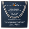 Cuban Link Necklace - To My Basketball Son, Win or Learn, Love Mom - Athlete's Gift Shop