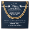 Cuban Link Necklace - To My Football Man, Love to the End Zone - Athlete's Gift Shop