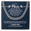 Cuban Link Necklace - To My Football Man, Love to the End Zone - Athlete's Gift Shop