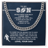 Cuban Link Necklace - To My Football Son, 1 Fan, Love Dad - Athlete's Gift Shop