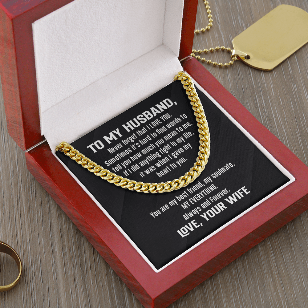 Cuban Link Necklace - To My Husband, My Everything, Love Wife - Athlete's Gift Shop