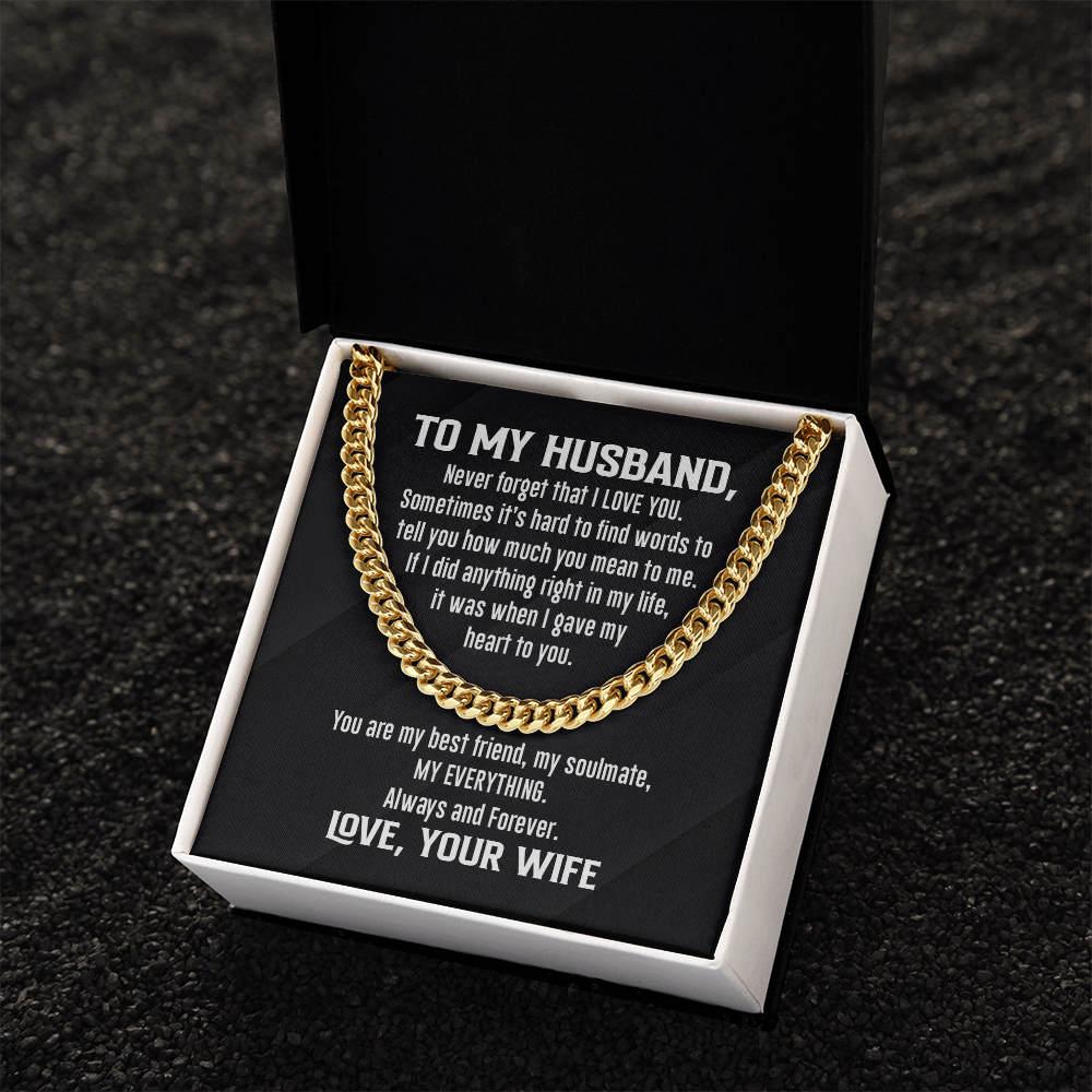 Cuban Link Necklace - To My Husband, My Everything, Love Wife - Athlete's Gift Shop