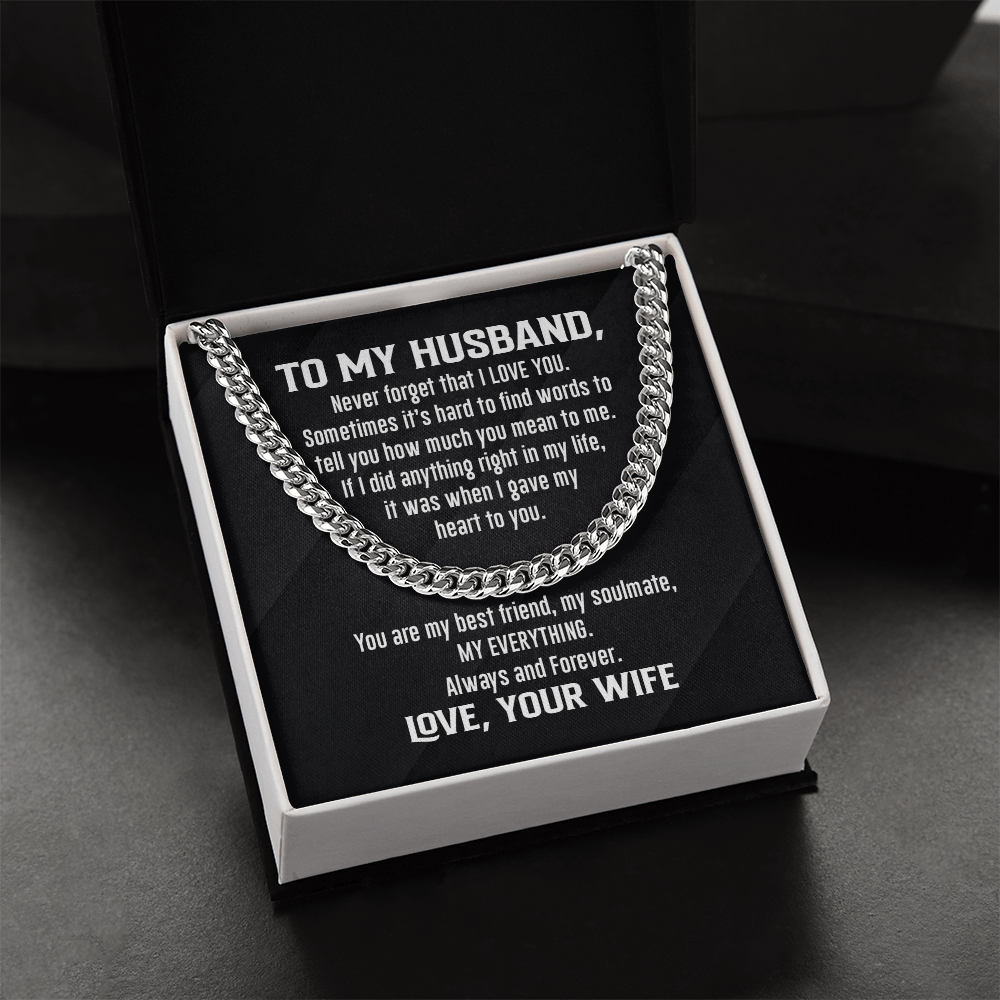 Cuban Link Necklace - To My Husband, My Everything, Love Wife - Athlete's Gift Shop