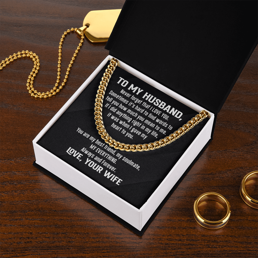 Cuban Link Necklace - To My Husband, My Everything, Love Wife - Athlete's Gift Shop