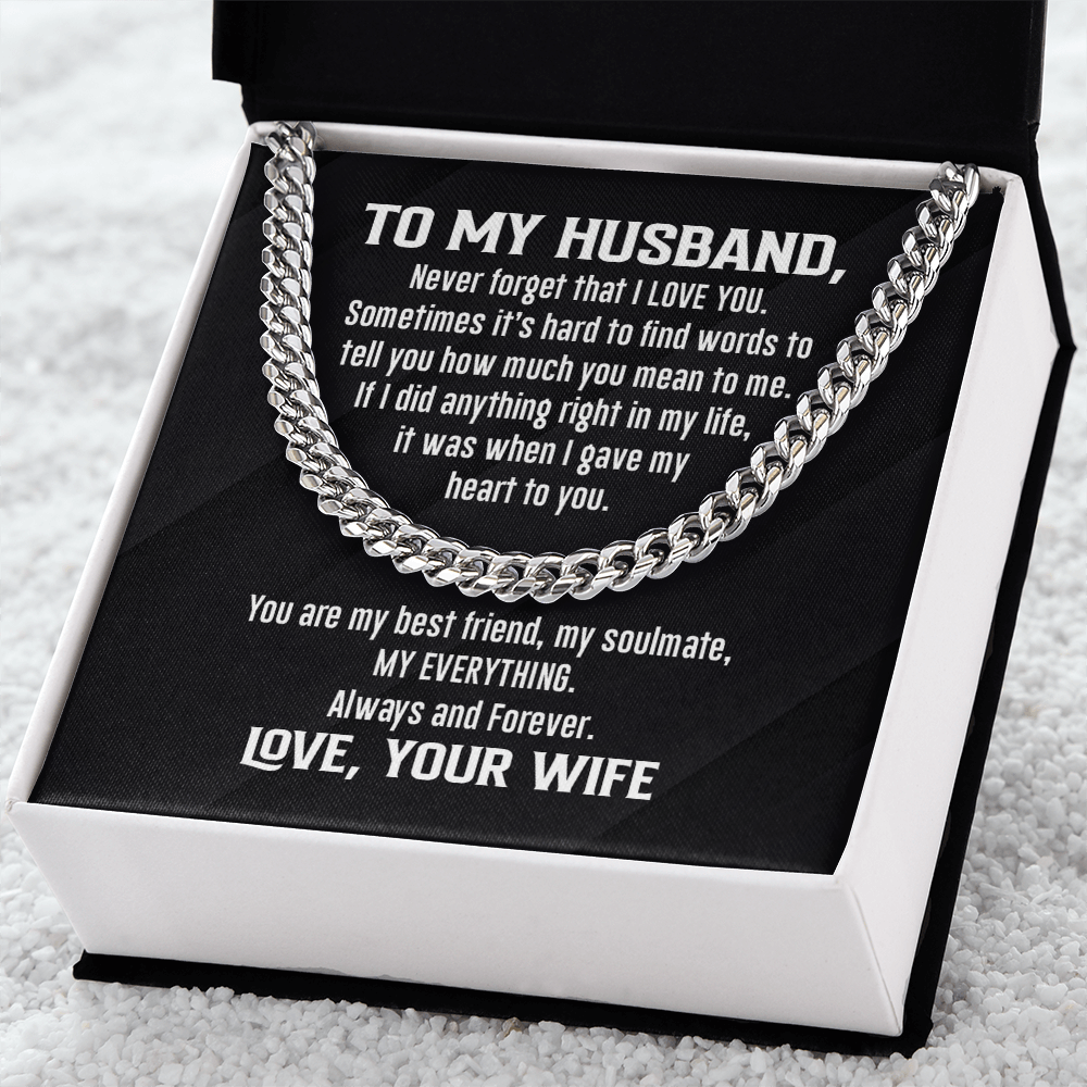 Cuban Link Necklace - To My Husband, My Everything, Love Wife - Athlete's Gift Shop