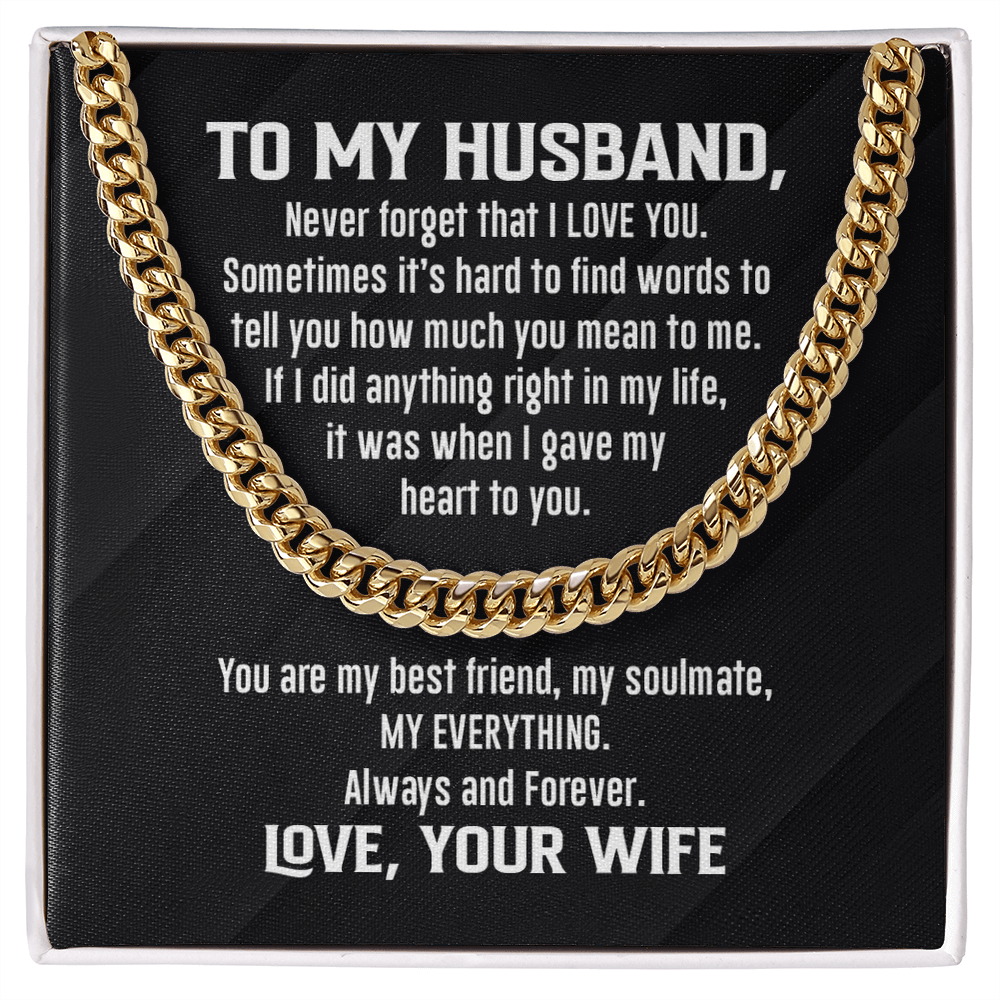 Cuban Link Necklace - To My Husband, My Everything, Love Wife - Athlete's Gift Shop