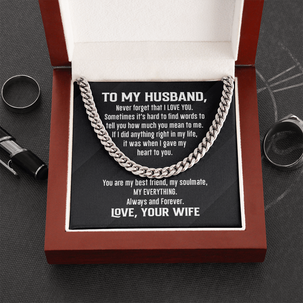 Cuban Link Necklace - To My Husband, My Everything, Love Wife - Athlete's Gift Shop