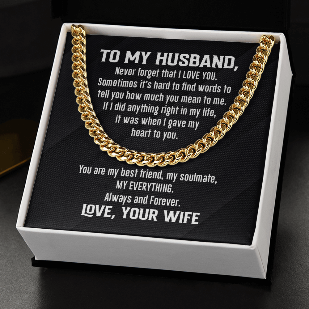 Cuban Link Necklace - To My Husband, My Everything, Love Wife - Athlete's Gift Shop