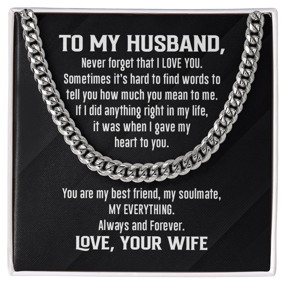 Cuban Link Necklace - To My Husband, My Everything, Love Wife - Athlete's Gift Shop