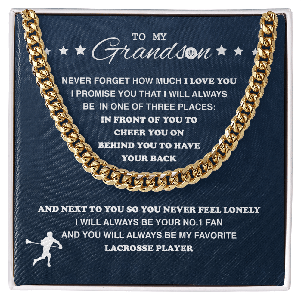 Cuban Link Necklace - To My Lacrosse Grandson, Always With You - Athlete's Gift Shop