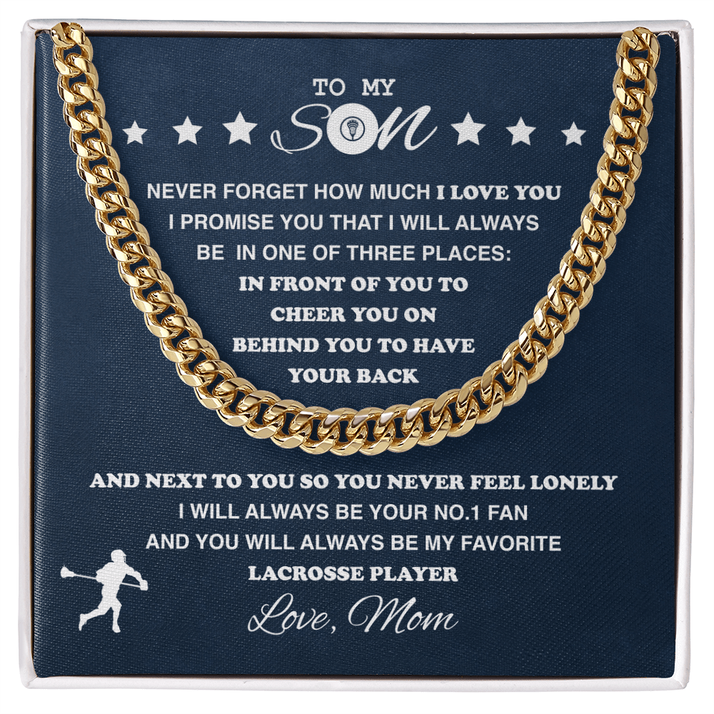 Cuban Link Necklace - To My Lacrosse Son, 1 Fan, Love Mom - Athlete's Gift Shop