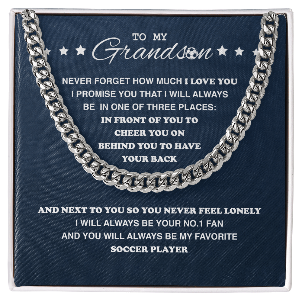 Cuban Link Necklace - To My Soccer Grandson, Always Be With You - Athlete's Gift Shop