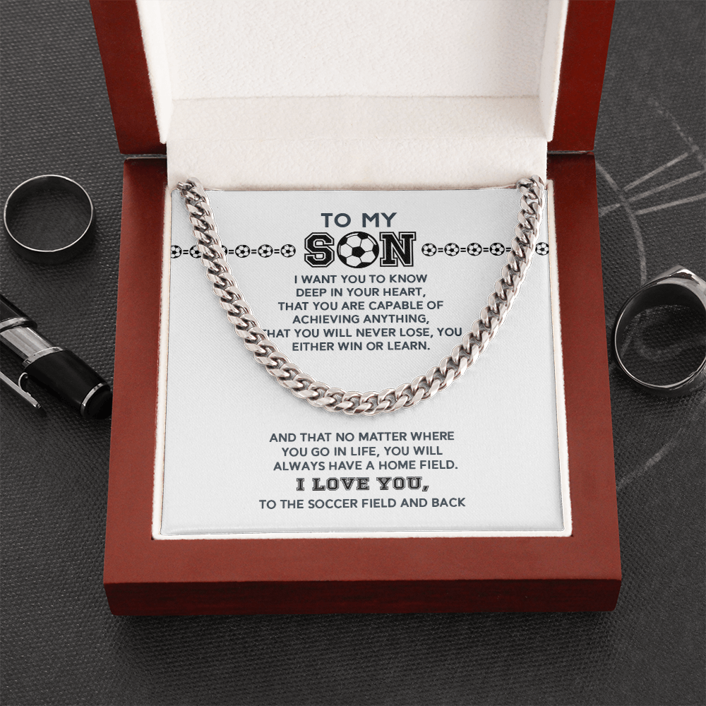 Cuban Link Necklace - To My Soccer Son, Always Have a Home Field - Athlete's Gift Shop