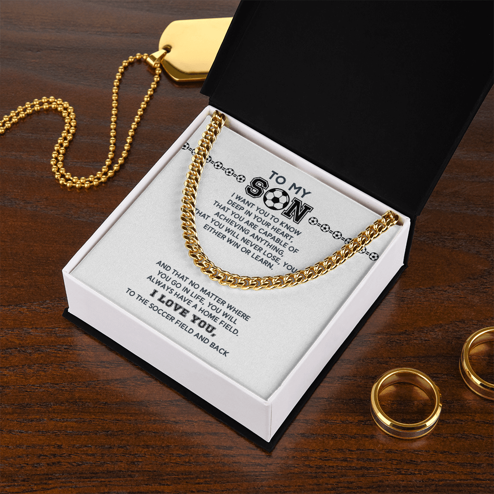 Cuban Link Necklace - To My Soccer Son, Always Have a Home Field - Athlete's Gift Shop