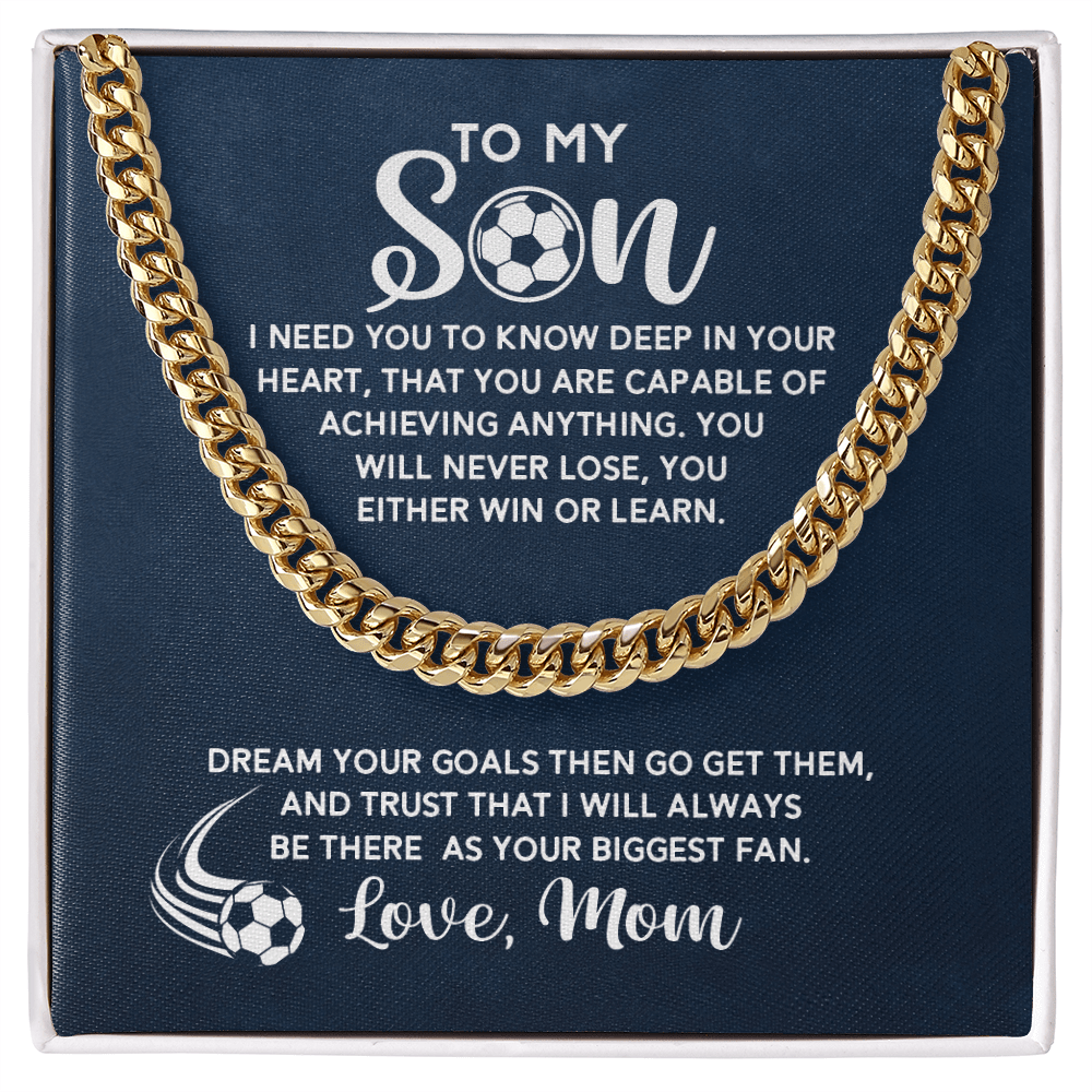 Cuban Link Necklace - To My Soccer Son, Biggest Fan, Love Mom - Athlete's Gift Shop