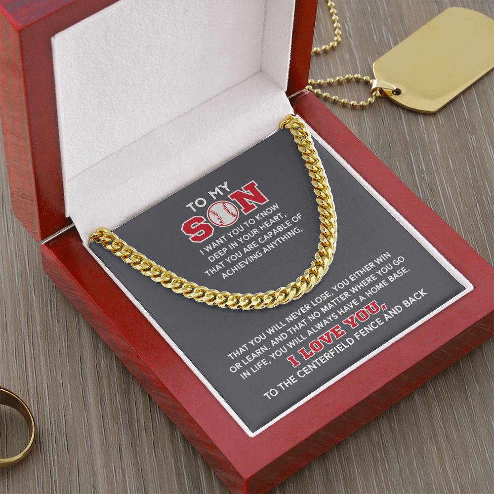 Cuban Link Necklace - To My Son, Capable, Home Base - Athlete's Gift Shop