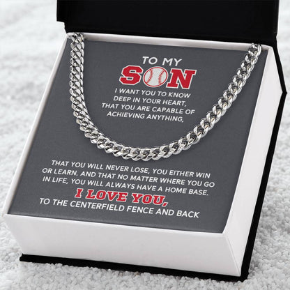 Cuban Link Necklace - To My Son, Capable, Home Base - Athlete's Gift Shop