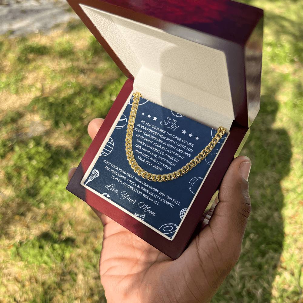 Cuban Link Necklace, To My Son - My Greatest Win of All - Athlete's Gift Shop