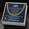 Cuban Link Necklace - To Our Baseball Son, 1 Fan, Love Mom & Dad - Athlete's Gift Shop
