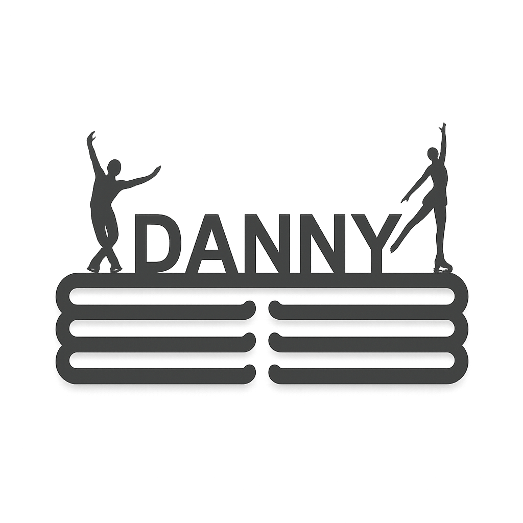 Personalized Figure Skating Medal Hanger, alternate view of the custom steel medal display — Athlete's Gift Shop