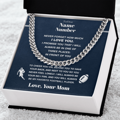 Football Gift – Cuban Link Necklace with Personalized Message Box - Athlete's Gift Shop