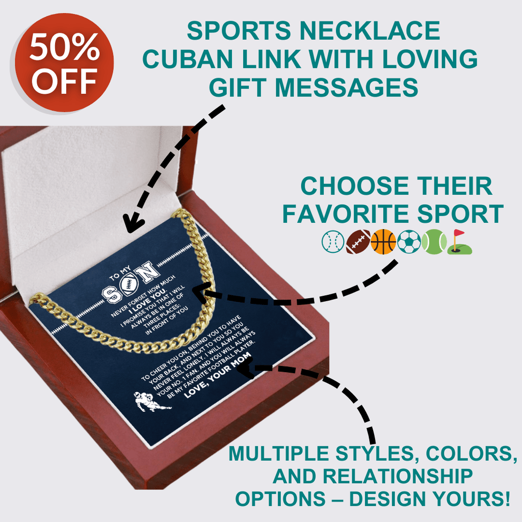 Football Necklace Cuban Link Chain in Luxury Box - Athlete's Gift Shop