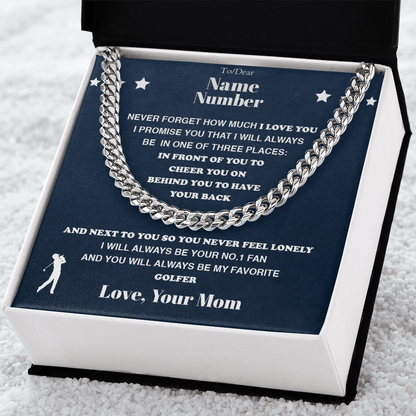 Golf Gift - Cuban Link Necklace with Personalized Message - Athlete's Gift Shop