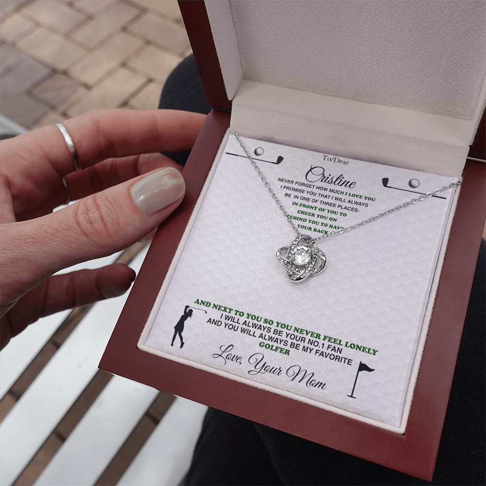 Golf Gift - Love Knot Necklace with Personalized Message Box - Athlete's Gift Shop