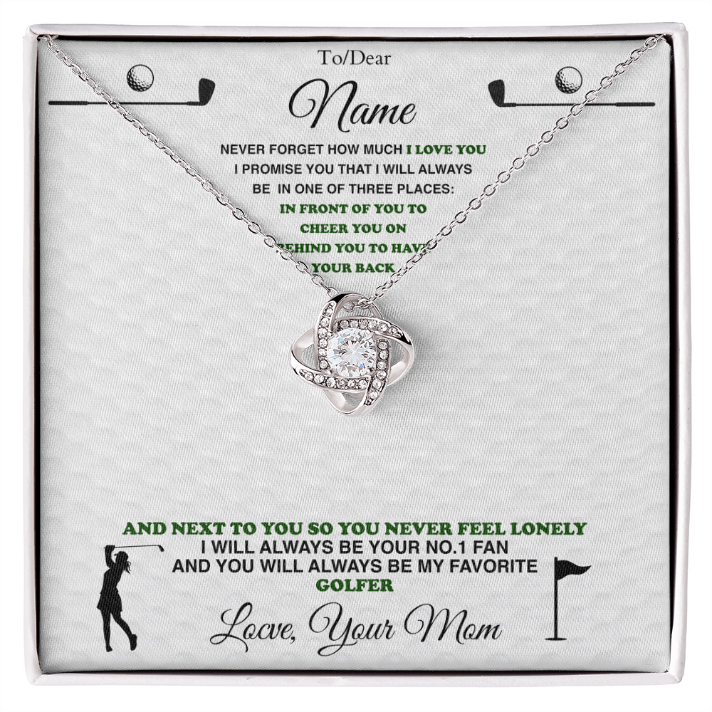 Golf Gift - Love Knot Necklace with Personalized Message Box - Athlete's Gift Shop